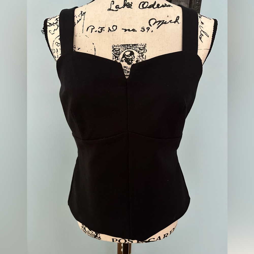 CAbi Black Fitted Bustier TOP NWOT